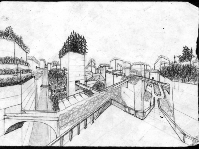 Boris_Ganne_-_1992_-_Ville_avec_un_espace_pietons_et_de_la_végétation_en_terrasse_-_ébauche_crayon_et_encre.png