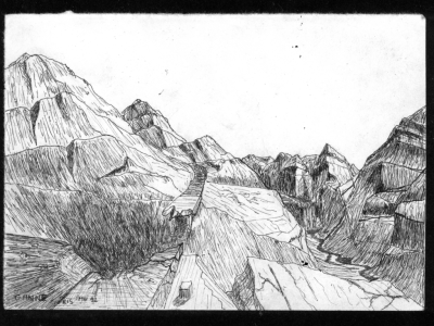 Boris_Ganne_-_1992_-_Chemin_et_pont_saboté_-_encre.png