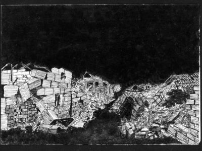 Boris_Ganne_-_1994_-_Ville_en_ruine_de_nuit_-_encre.png