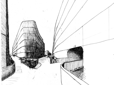Boris_Ganne_-_1996_-_Circulation_à_deux_niveau_pietons_au_dessus_-_encre.png