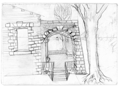 Boris_Ganne_-_199x_-_Entrée_avec_arbre_-_ébauche_crayon.png