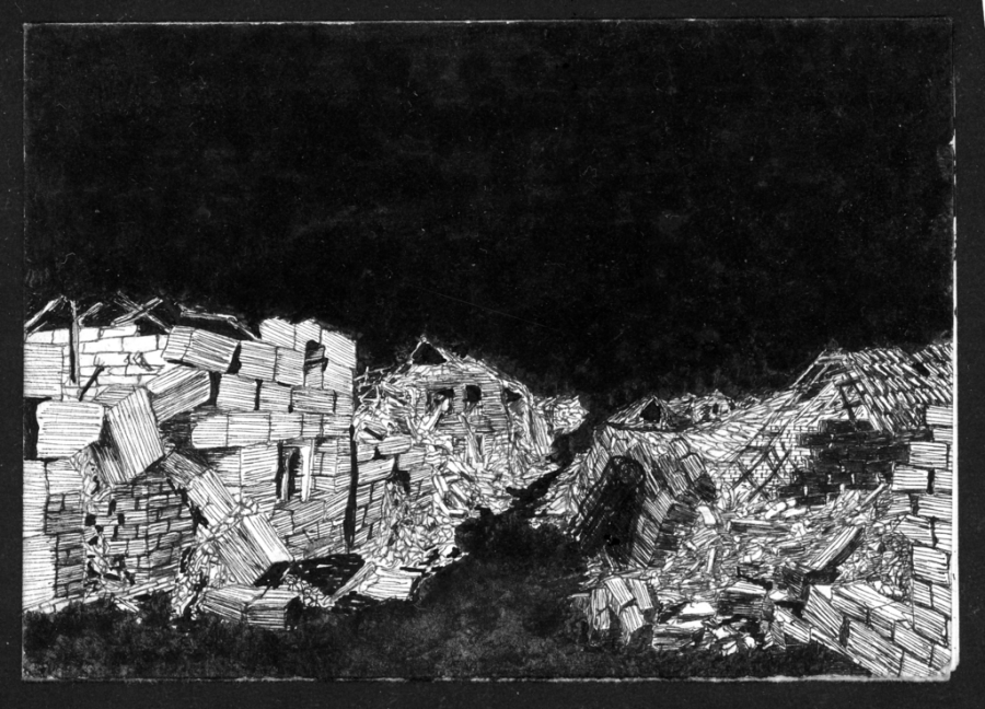 Boris_Ganne_-_1994_-_Ville_en_ruine_de_nuit_-_encre.png